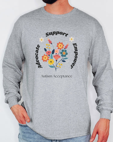 Autism Long - sleeve - Advocate Support Empower Long Sleeve T-Shirt - Daily Bloom