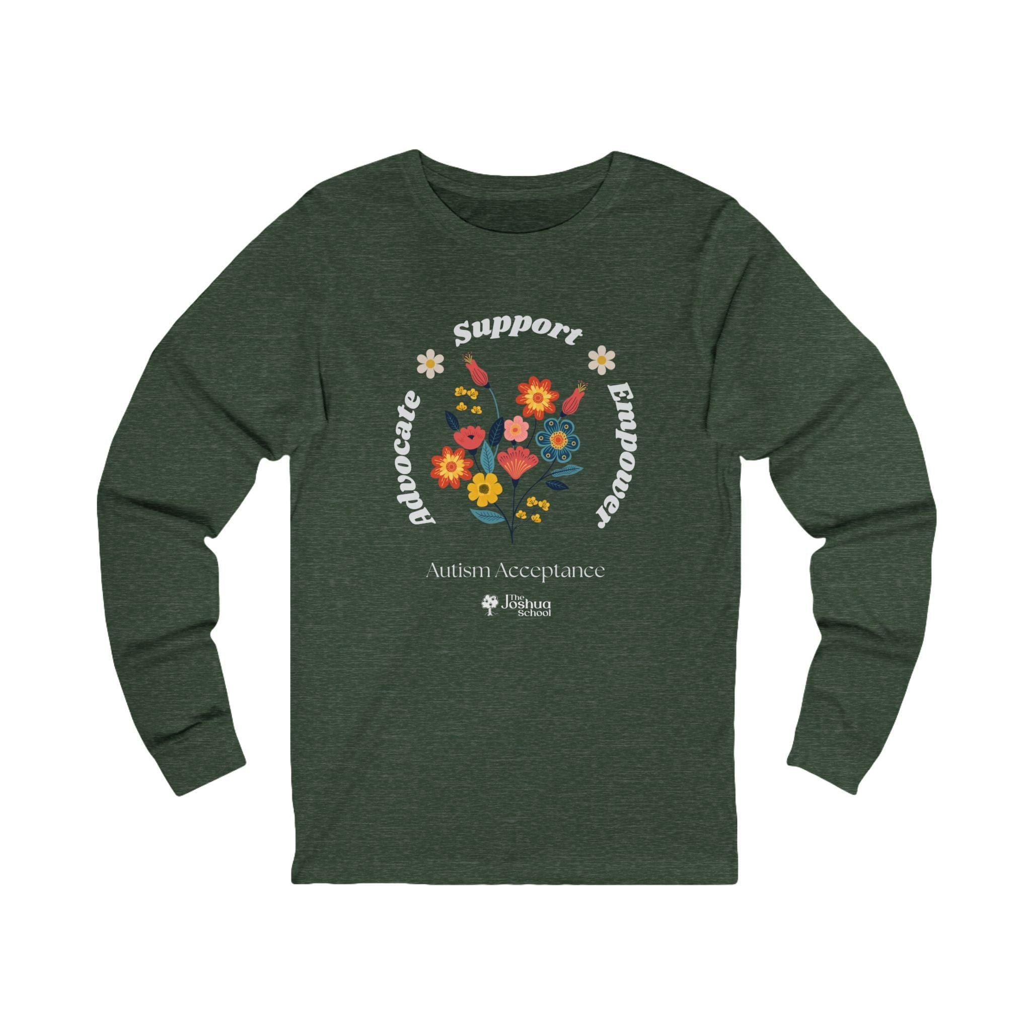 Advocate Support Empower Long Sleeve T-Shirt - The Joshua School-S-Neurodiversity, ADHD & Autism Awareness & Acceptance by Daily Bloom