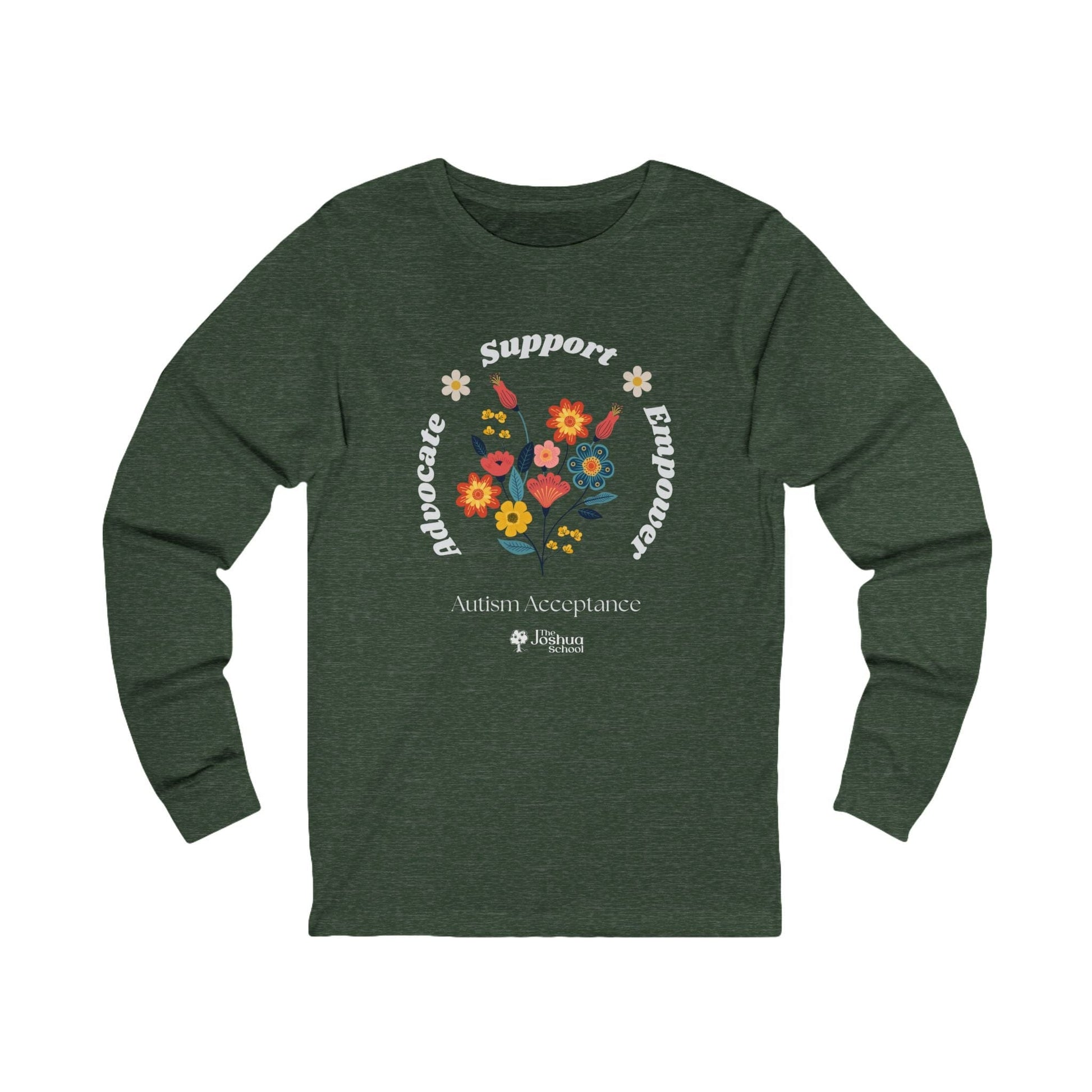 Advocate Support Empower Long Sleeve T-Shirt - The Joshua School-S-Neurodiversity, ADHD & Autism Awareness & Acceptance by Daily Bloom