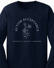 Autism Acceptance - Advocate Support Empower Long Sleeve T-Shirt-Neurodiversity, ADHD & Autism Awareness & Acceptance Long-sleeve by Daily Bloom