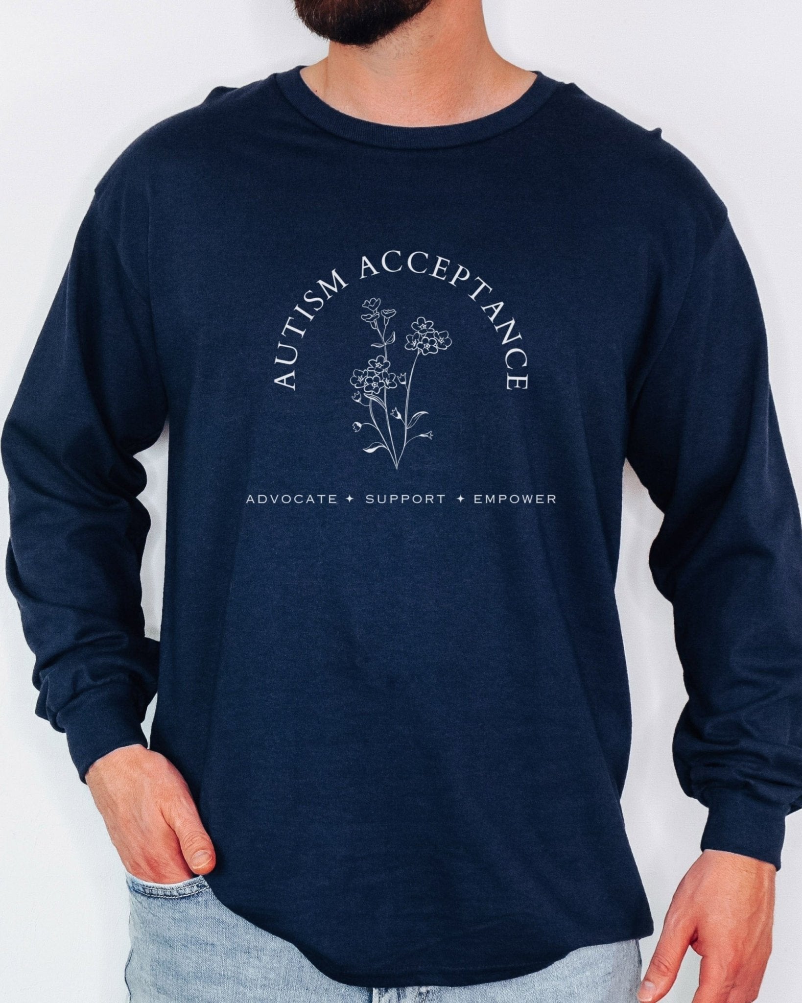 Autism Long - sleeve - Autism Acceptance - Advocate Support Empower Long Sleeve T-Shirt - Daily Bloom