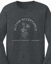 Autism Acceptance - Advocate Support Empower Long Sleeve T-Shirt-Neurodiversity, ADHD & Autism Awareness & Acceptance Long-sleeve by Daily Bloom