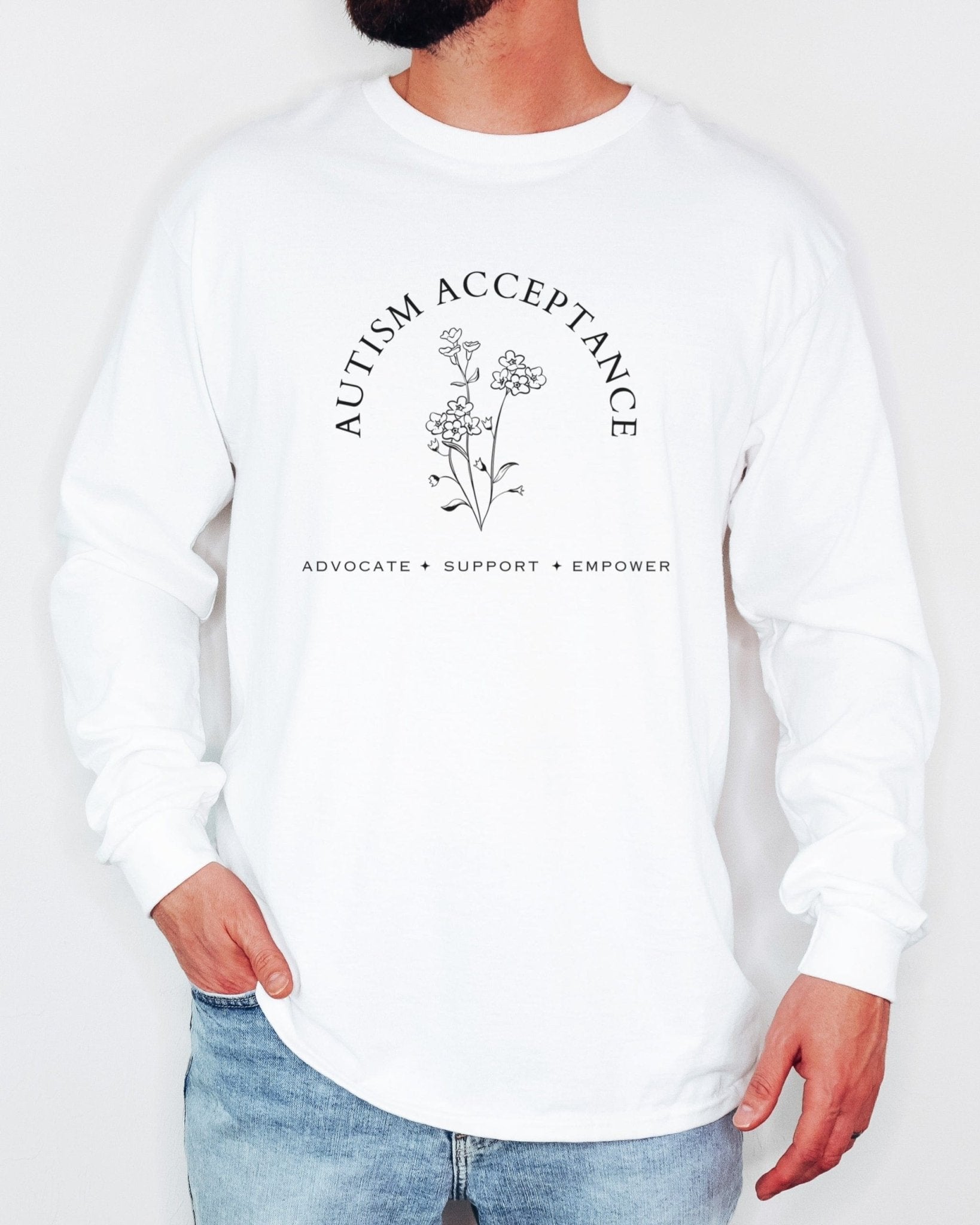 Autism Long - sleeve - Autism Acceptance - Advocate Support Empower Long Sleeve T-Shirt - Daily Bloom