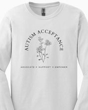 Autism Acceptance - Advocate Support Empower Long Sleeve T-Shirt-Neurodiversity, ADHD & Autism Awareness & Acceptance Long-sleeve by Daily Bloom