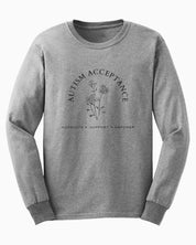 Autism Acceptance - Advocate Support Empower Long Sleeve T-Shirt-Sport Grey-Neurodiversity, ADHD & Autism Awareness & Acceptance Long-sleeve by Daily Bloom