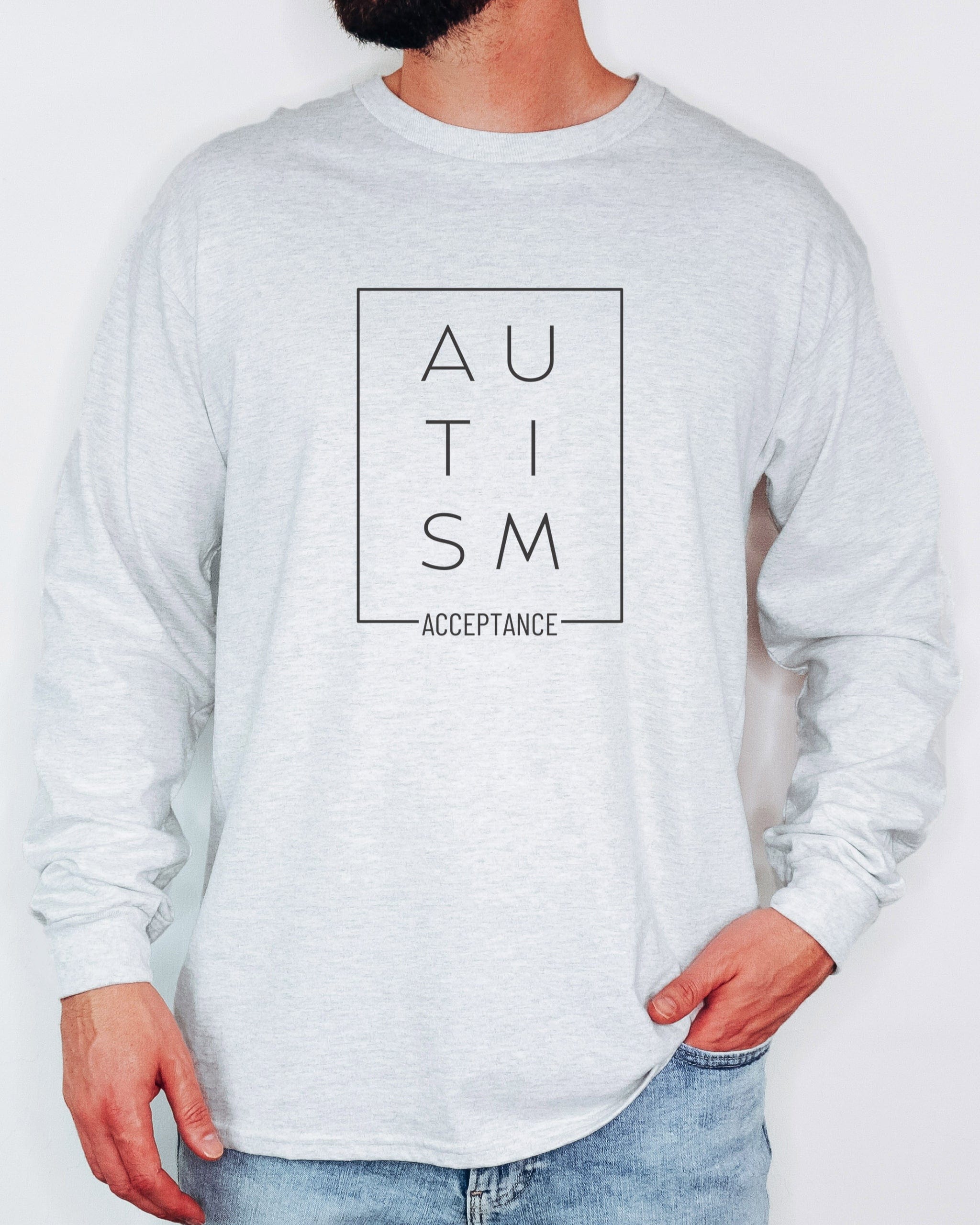 Autism Acceptance Box Long Sleeve T-Shirt-Neurodiversity, ADHD & Autism Awareness & Acceptance Long-sleeve by Daily Bloom