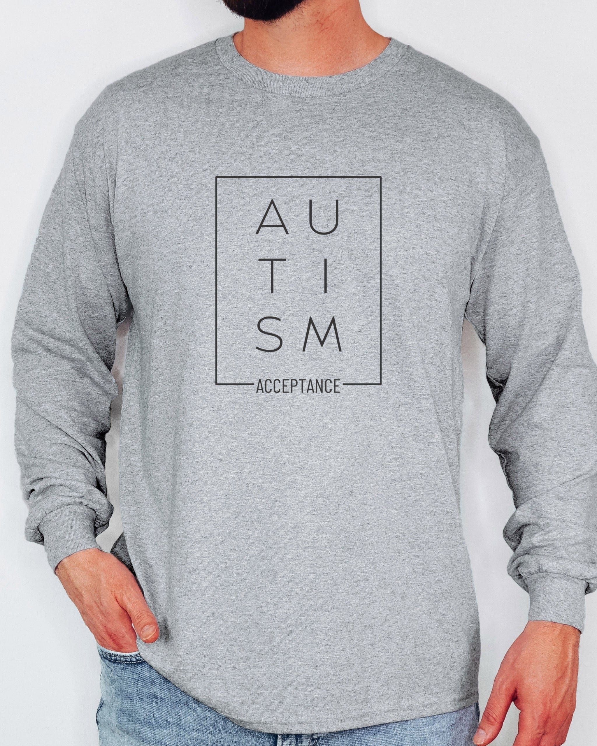 Autism Acceptance Box Long Sleeve T-Shirt-Neurodiversity, ADHD & Autism Awareness & Acceptance Long-sleeve by Daily Bloom