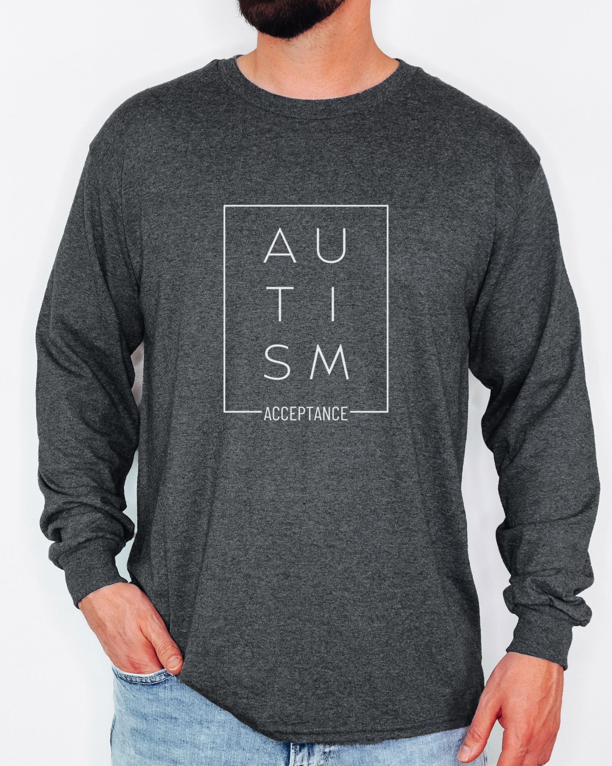 Autism Acceptance Box Long Sleeve T-Shirt-Neurodiversity, ADHD & Autism Awareness & Acceptance Long-sleeve by Daily Bloom