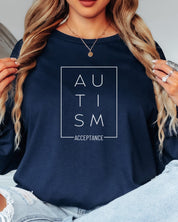 Autism Acceptance Box Long Sleeve T-Shirt-Neurodiversity, ADHD & Autism Awareness & Acceptance Long-sleeve by Daily Bloom