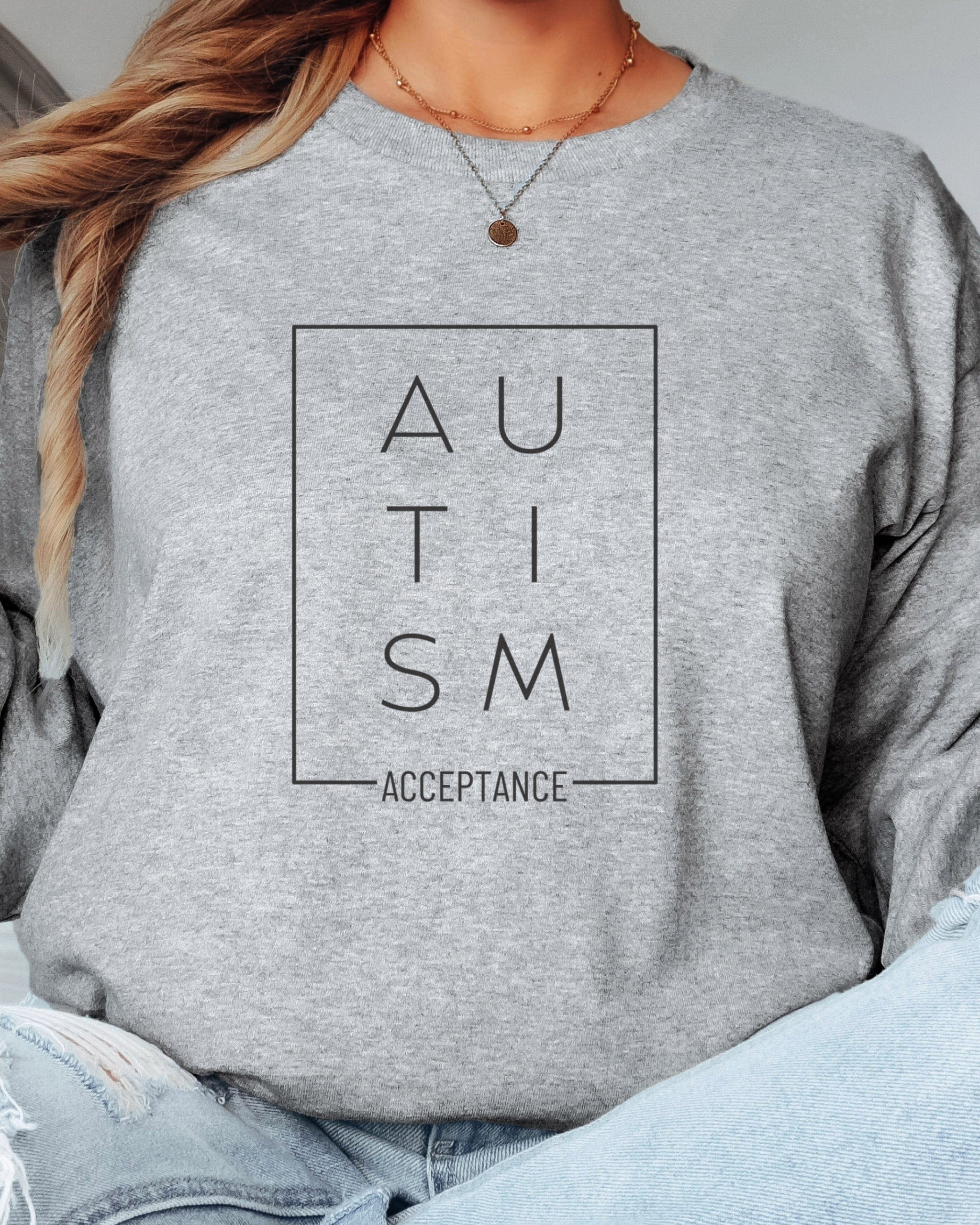 Autism Acceptance Box Long Sleeve T-Shirt-Neurodiversity, ADHD & Autism Awareness & Acceptance Long-sleeve by Daily Bloom