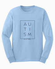 Autism Acceptance Box Long Sleeve T-Shirt-Light Blue-Neurodiversity, ADHD & Autism Awareness & Acceptance Long-sleeve by Daily Bloom