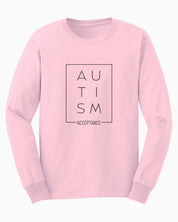 Autism Acceptance Box Long Sleeve T-Shirt-Light Pink-Neurodiversity, ADHD & Autism Awareness & Acceptance Long-sleeve by Daily Bloom
