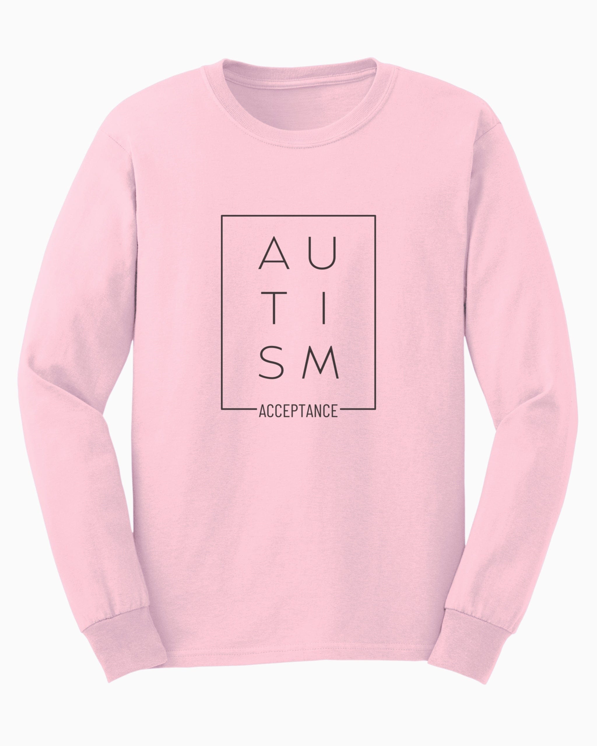 Autism Acceptance Box Long Sleeve T-Shirt-Light Pink-Neurodiversity, ADHD & Autism Awareness & Acceptance Long-sleeve by Daily Bloom