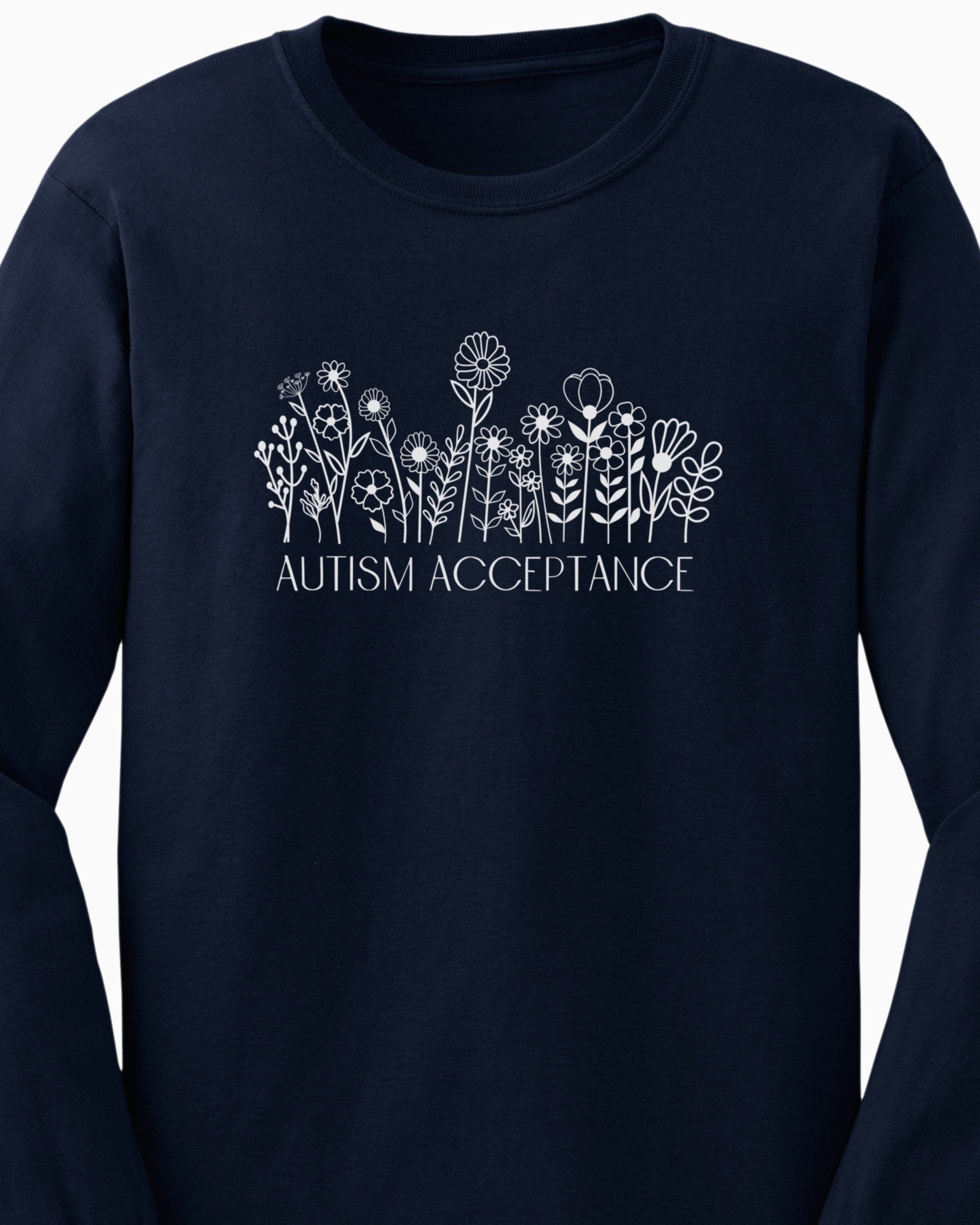 Autism Acceptance Wildflowers Long Sleeve T-Shirt-Neurodiversity, ADHD & Autism Awareness & Acceptance Long-sleeve by Daily Bloom