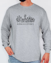 Autism Acceptance Wildflowers Long Sleeve T-Shirt-Neurodiversity, ADHD & Autism Awareness & Acceptance Long-sleeve by Daily Bloom