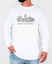 Autism Acceptance Wildflowers Long Sleeve T-Shirt-Neurodiversity, ADHD & Autism Awareness & Acceptance Long-sleeve by Daily Bloom