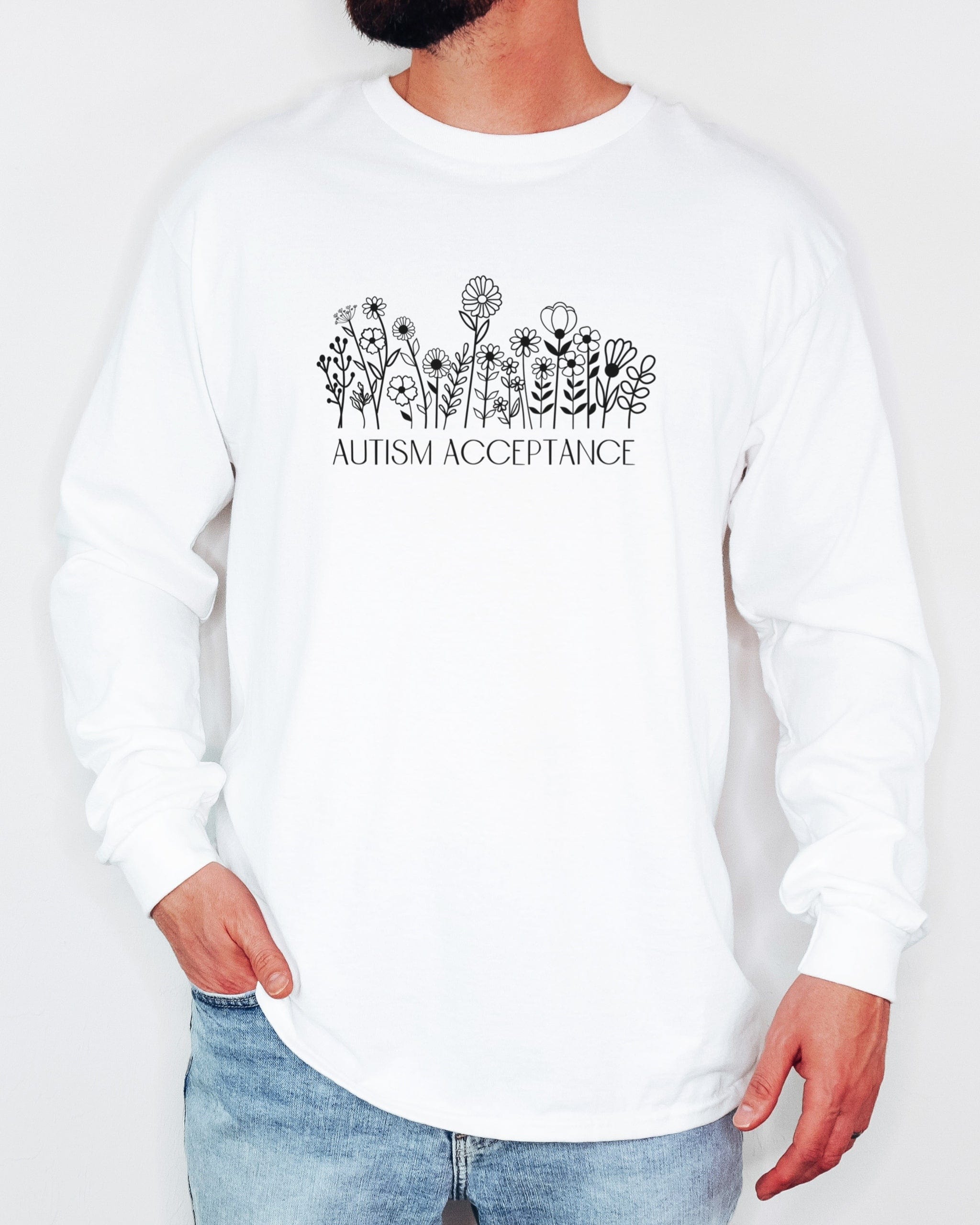 Autism Acceptance Wildflowers Long Sleeve T-Shirt-Neurodiversity, ADHD & Autism Awareness & Acceptance Long-sleeve by Daily Bloom