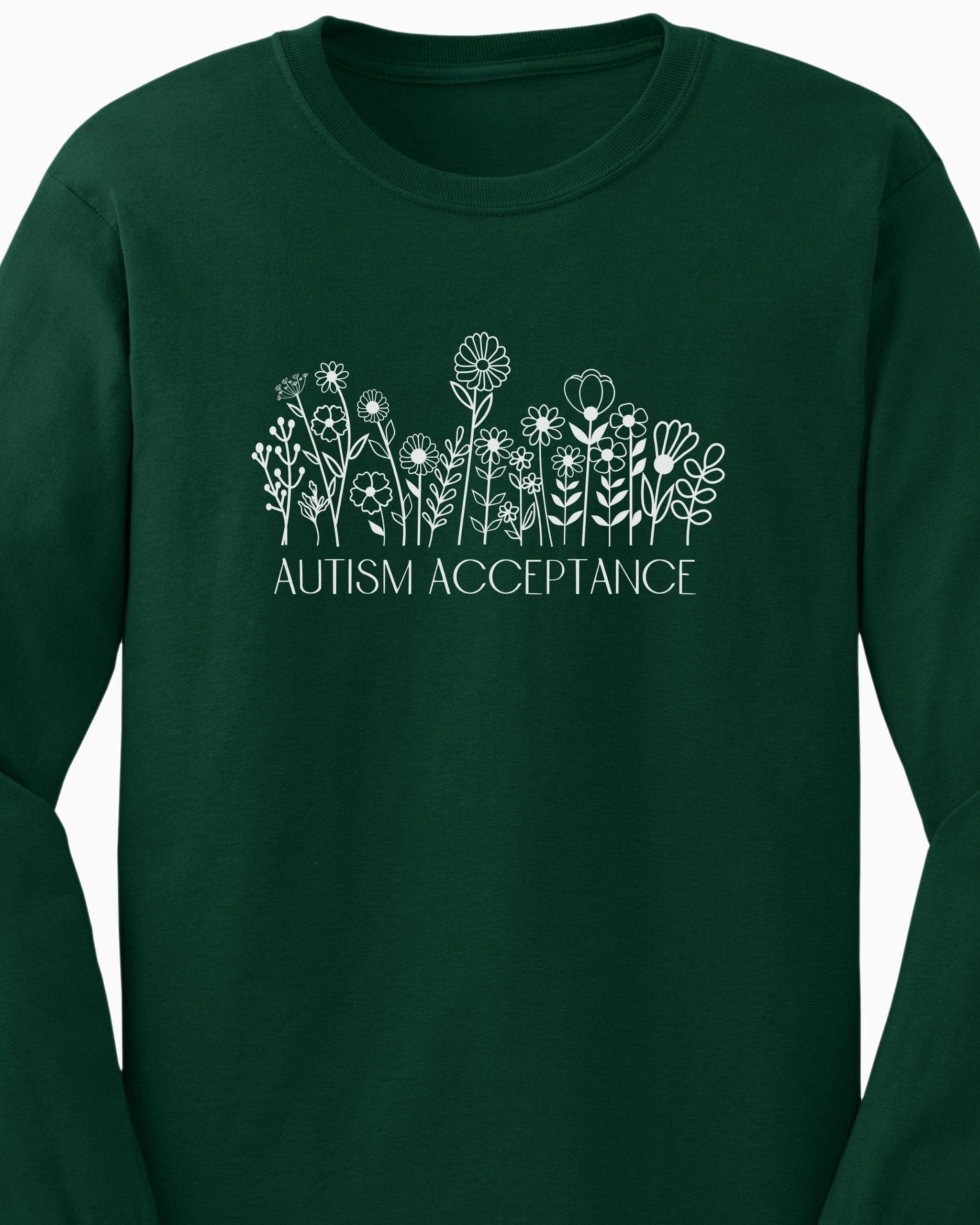 Autism Acceptance Wildflowers Long Sleeve T-Shirt-Neurodiversity, ADHD & Autism Awareness & Acceptance Long-sleeve by Daily Bloom