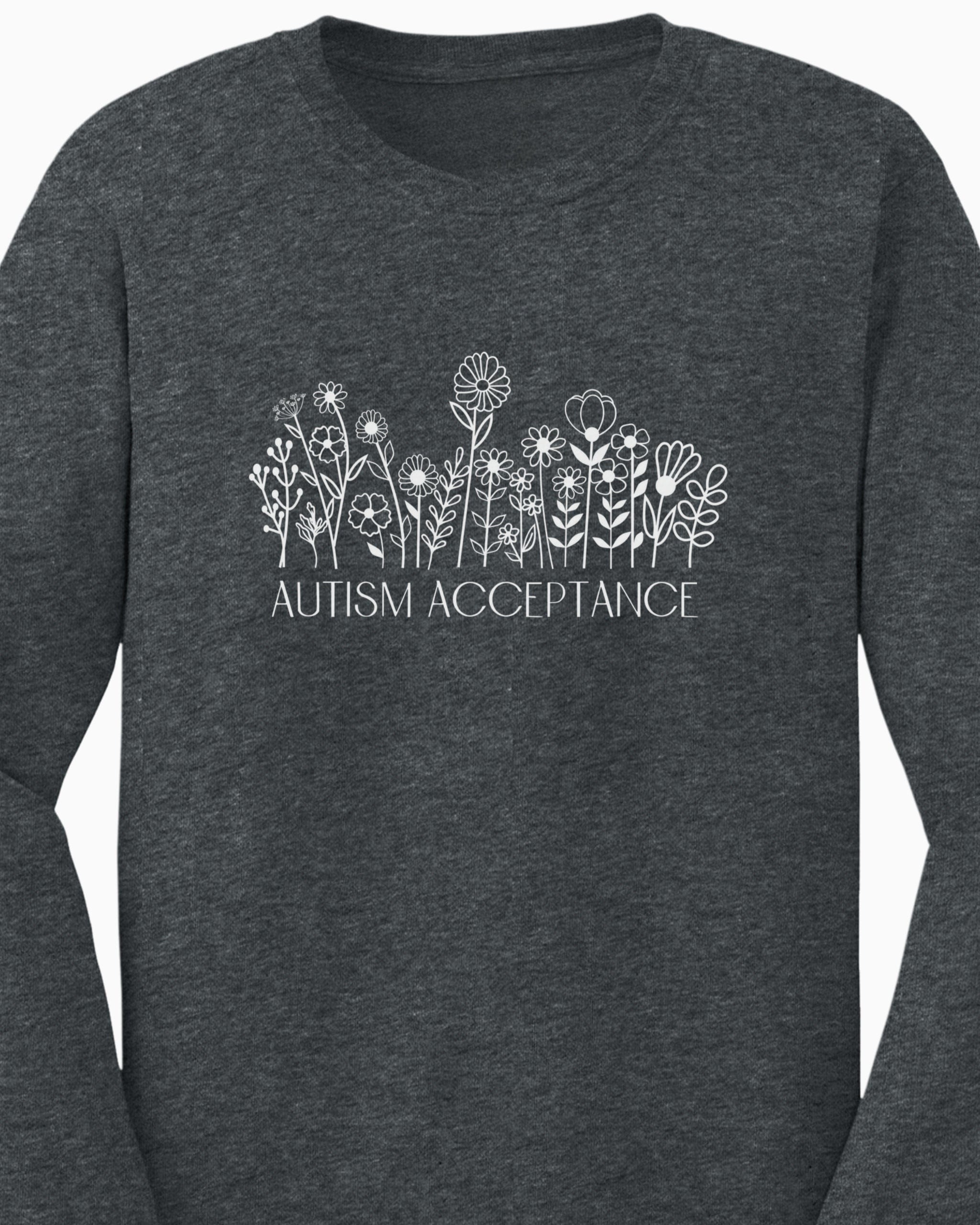 Autism Acceptance Wildflowers Long Sleeve T-Shirt-Neurodiversity, ADHD & Autism Awareness & Acceptance Long-sleeve by Daily Bloom