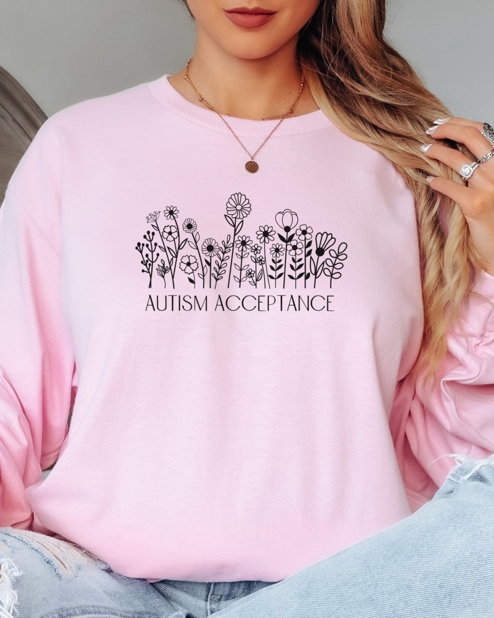 Autism Long - sleeve - Autism Acceptance Wildflowers Long Sleeve T-Shirt - Daily Bloom
