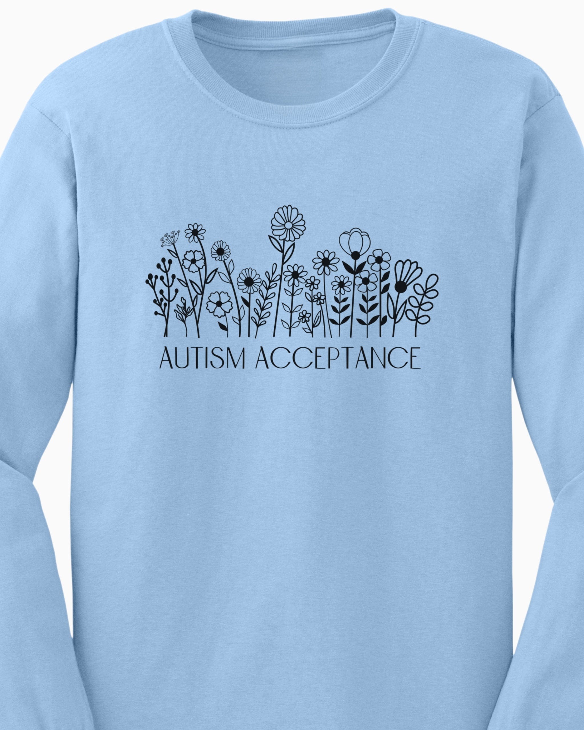 Autism Acceptance Wildflowers Long Sleeve T-Shirt-Neurodiversity, ADHD & Autism Awareness & Acceptance Long-sleeve by Daily Bloom