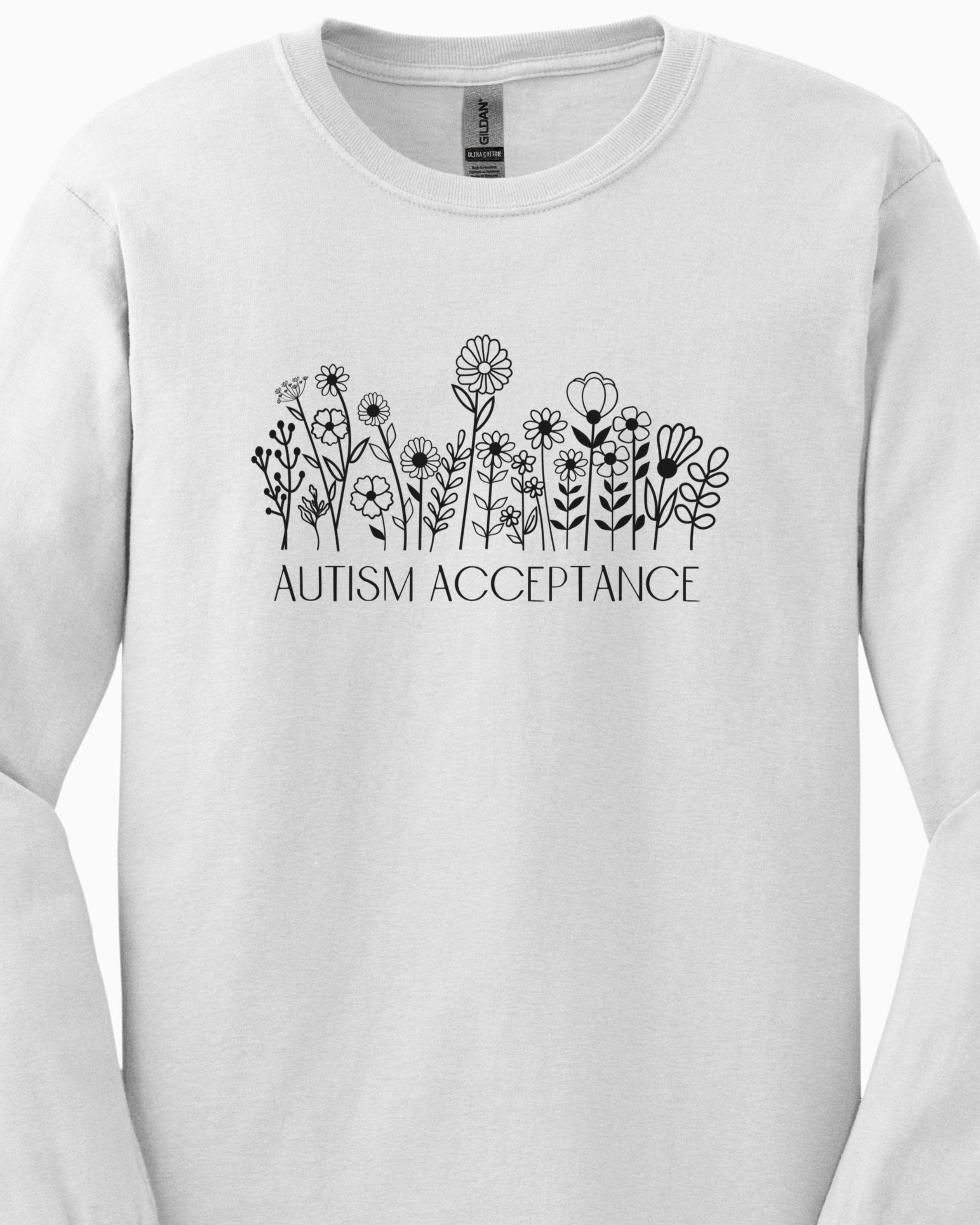 Autism Acceptance Wildflowers Long Sleeve T-Shirt-Neurodiversity, ADHD & Autism Awareness & Acceptance Long-sleeve by Daily Bloom