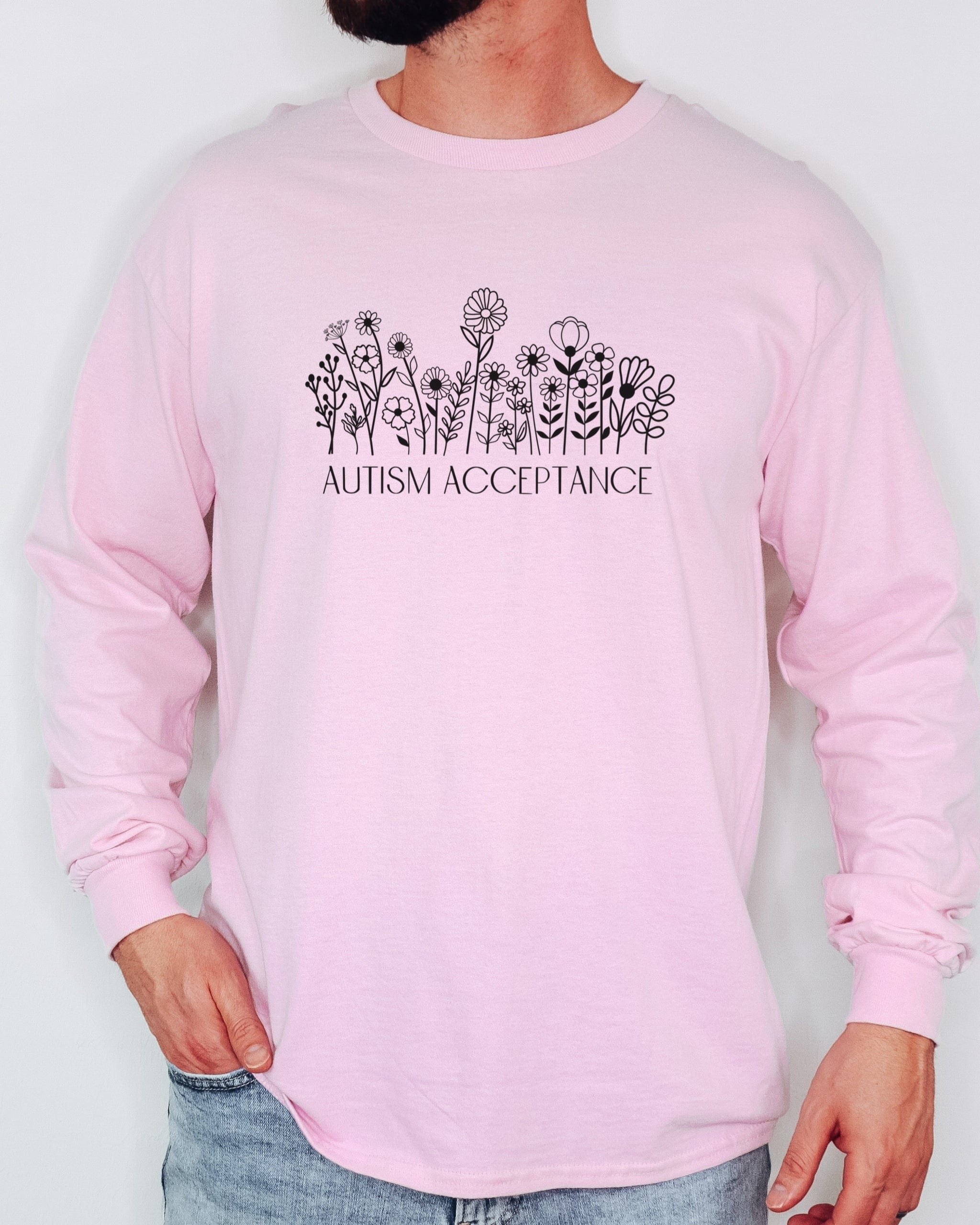 Autism Acceptance Wildflowers Long Sleeve T-Shirt-Neurodiversity, ADHD & Autism Awareness & Acceptance Long-sleeve by Daily Bloom