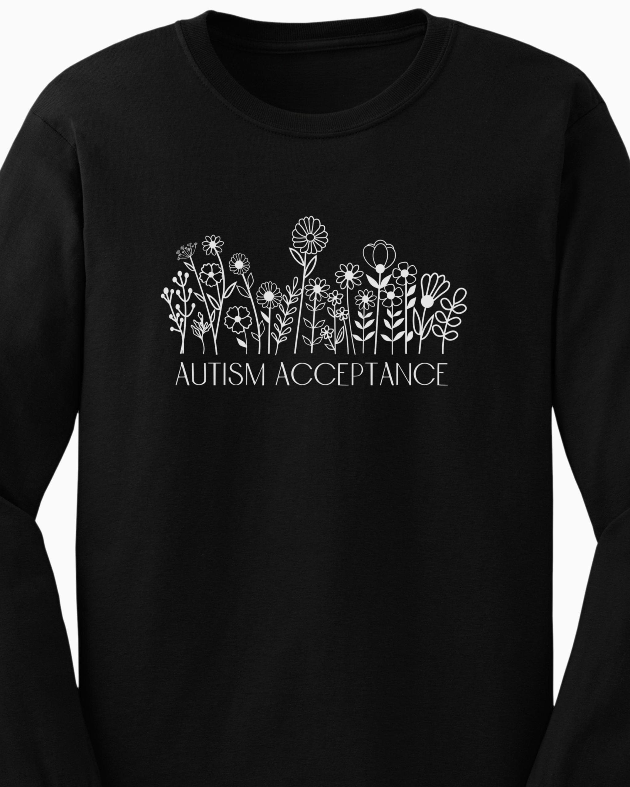 Autism Acceptance Wildflowers Long Sleeve T-Shirt-Neurodiversity, ADHD & Autism Awareness & Acceptance Long-sleeve by Daily Bloom