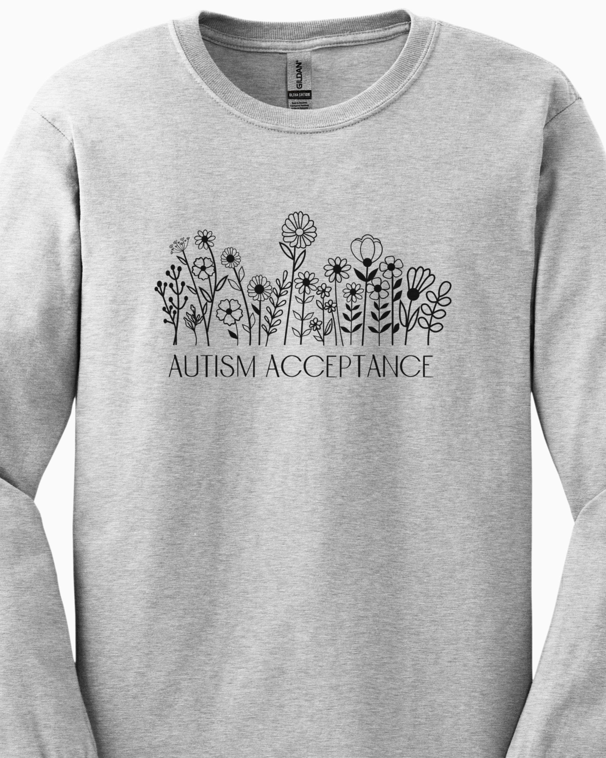 Autism Acceptance Wildflowers Long Sleeve T-Shirt-Neurodiversity, ADHD & Autism Awareness & Acceptance Long-sleeve by Daily Bloom