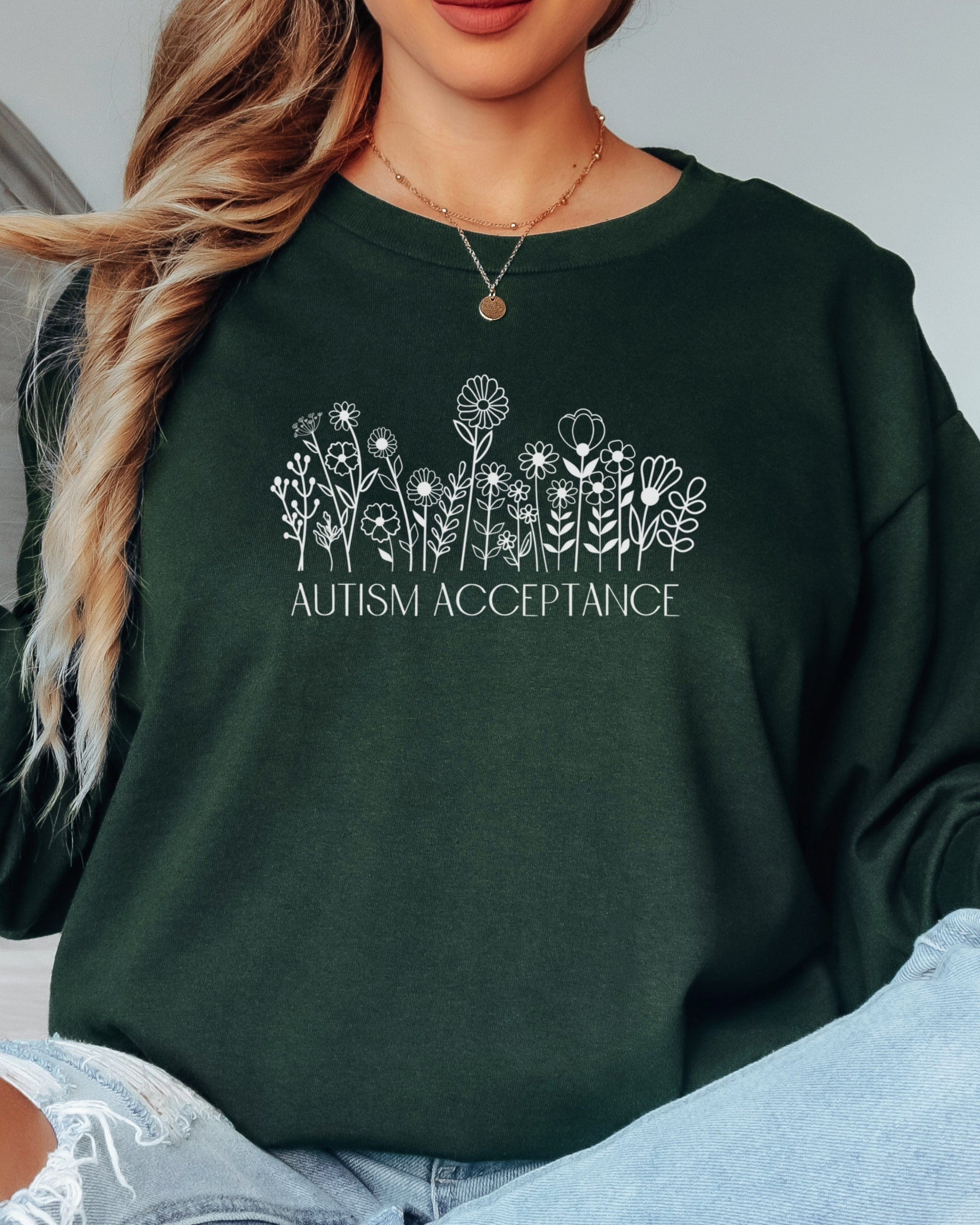 Autism Acceptance Wildflowers Long Sleeve T-Shirt-Neurodiversity, ADHD & Autism Awareness & Acceptance Long-sleeve by Daily Bloom