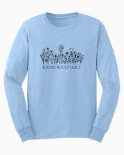 Autism Acceptance Wildflowers Long Sleeve T-Shirt-Light Blue-Neurodiversity, ADHD & Autism Awareness & Acceptance Long-sleeve by Daily Bloom