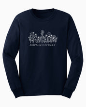 Autism Acceptance Wildflowers Long Sleeve T-Shirt-Navy-Neurodiversity, ADHD & Autism Awareness & Acceptance Long-sleeve by Daily Bloom