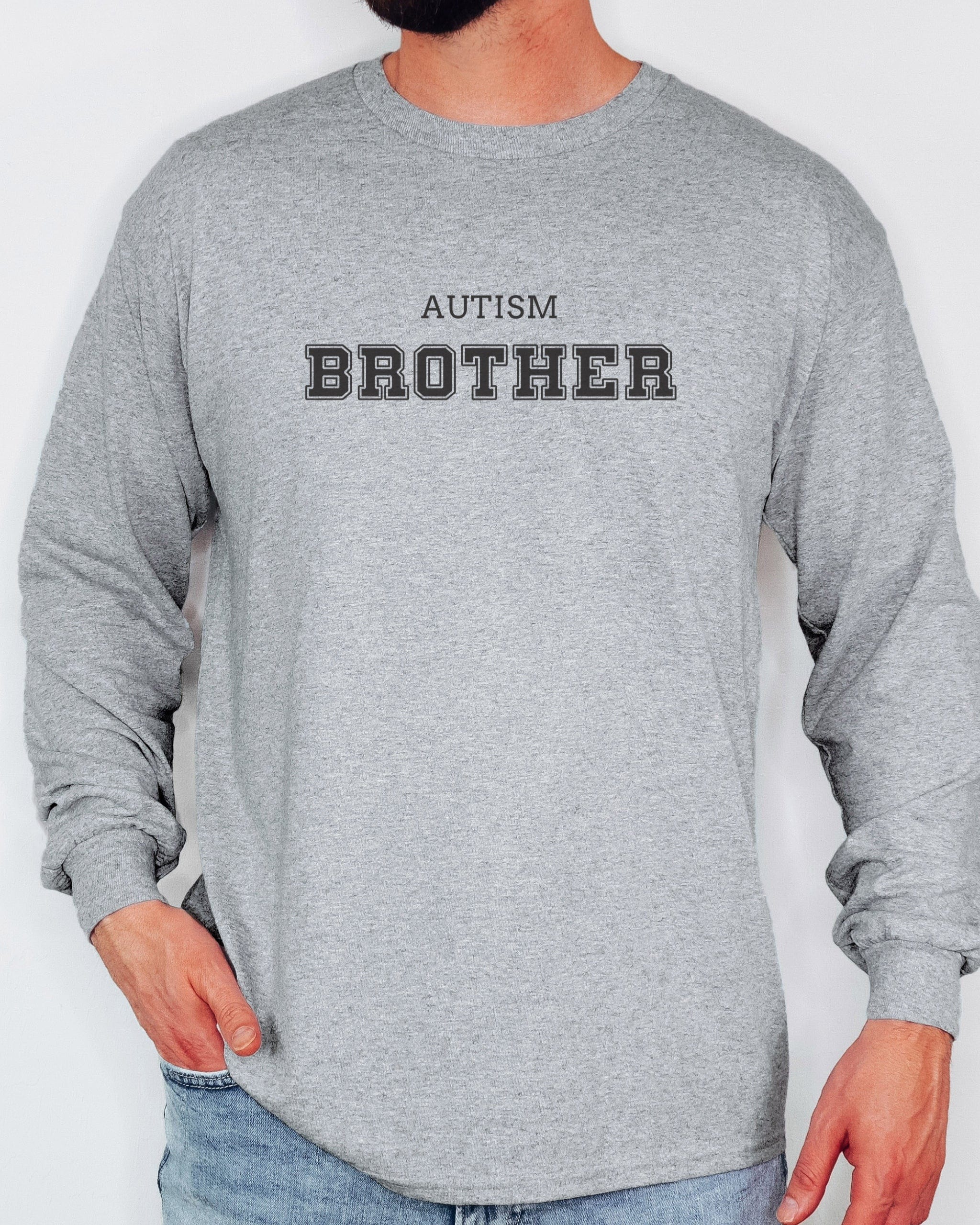 Autism Brother College Long Sleeve T-Shirt-Neurodiversity, ADHD & Autism Awareness & Acceptance Long-sleeve by Daily Bloom