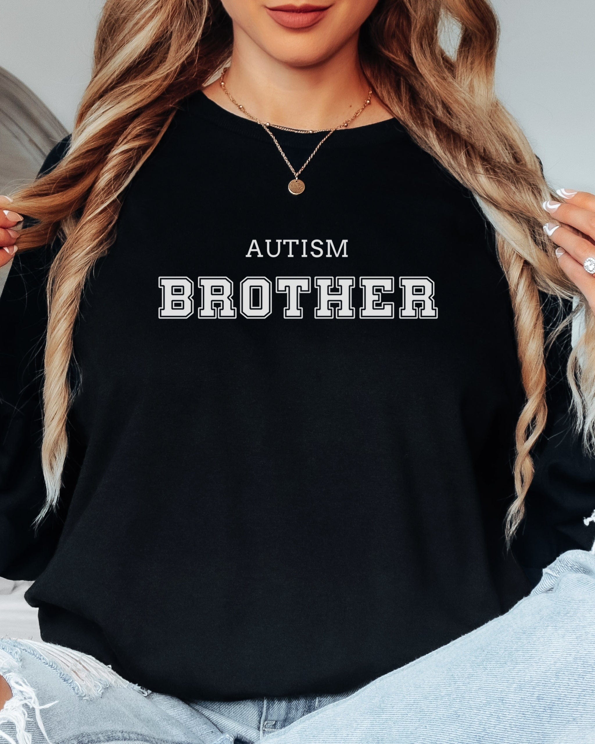 Autism Brother College Long Sleeve T-Shirt-Neurodiversity, ADHD & Autism Awareness & Acceptance Long-sleeve by Daily Bloom