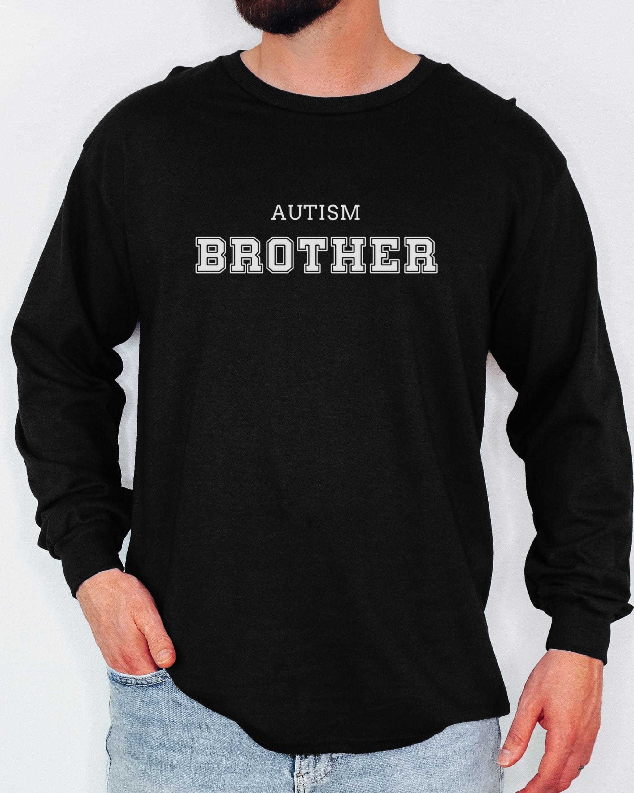 Autism Brother College Long Sleeve T-Shirt-Neurodiversity, ADHD & Autism Awareness & Acceptance Long-sleeve by Daily Bloom