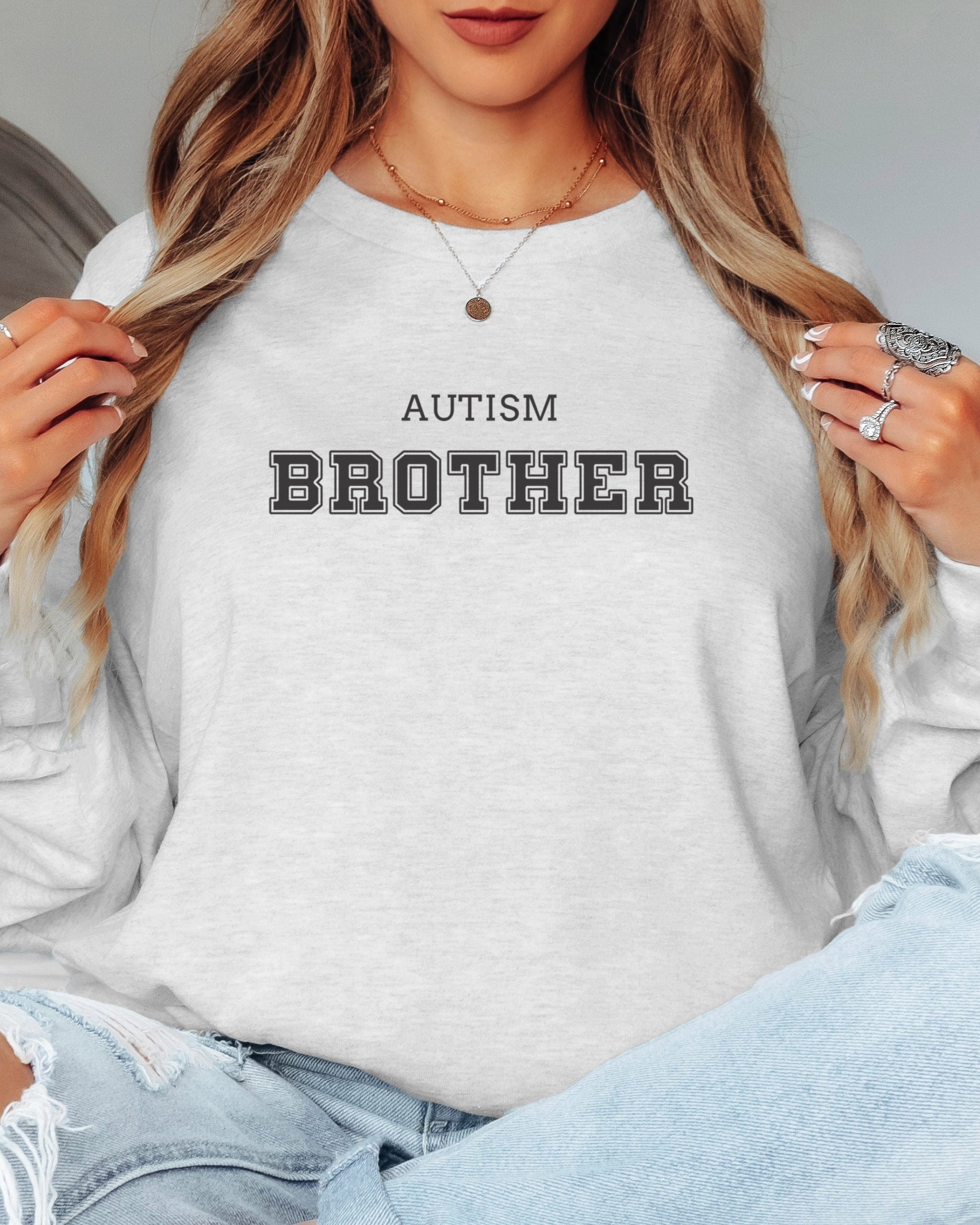 Autism Brother College Long Sleeve T-Shirt-Neurodiversity, ADHD & Autism Awareness & Acceptance Long-sleeve by Daily Bloom