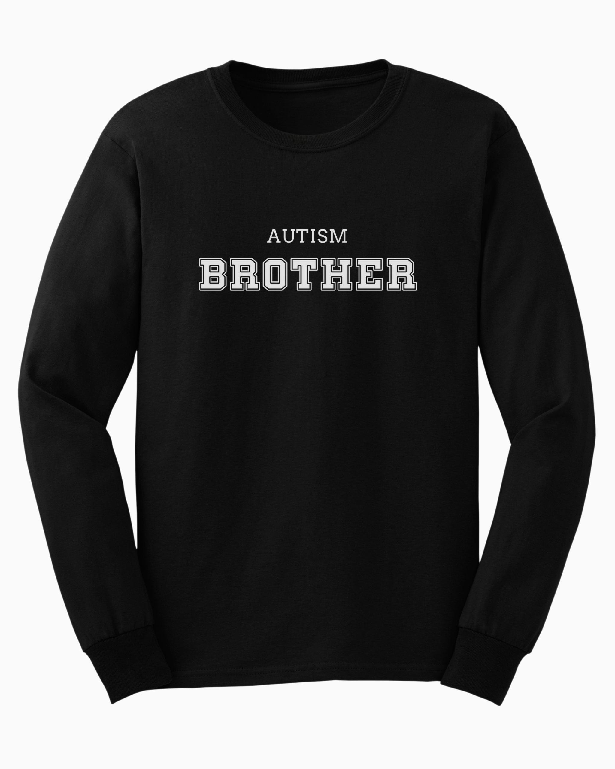 Autism Brother College Long Sleeve T-Shirt-Black-Neurodiversity, ADHD & Autism Awareness & Acceptance Long-sleeve by Daily Bloom