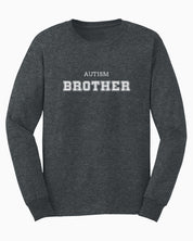 Autism Brother College Long Sleeve T-Shirt-Dark Heather-Neurodiversity, ADHD & Autism Awareness & Acceptance Long-sleeve by Daily Bloom