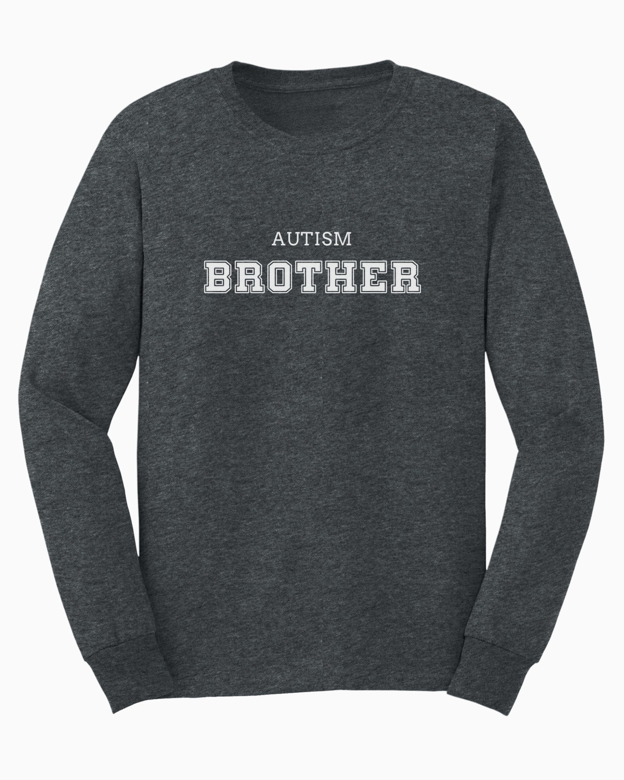 Autism Brother College Long Sleeve T-Shirt-Dark Heather-Neurodiversity, ADHD & Autism Awareness & Acceptance Long-sleeve by Daily Bloom