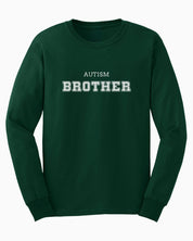 Autism Brother College Long Sleeve T-Shirt-Forest Green-Neurodiversity, ADHD & Autism Awareness & Acceptance Long-sleeve by Daily Bloom