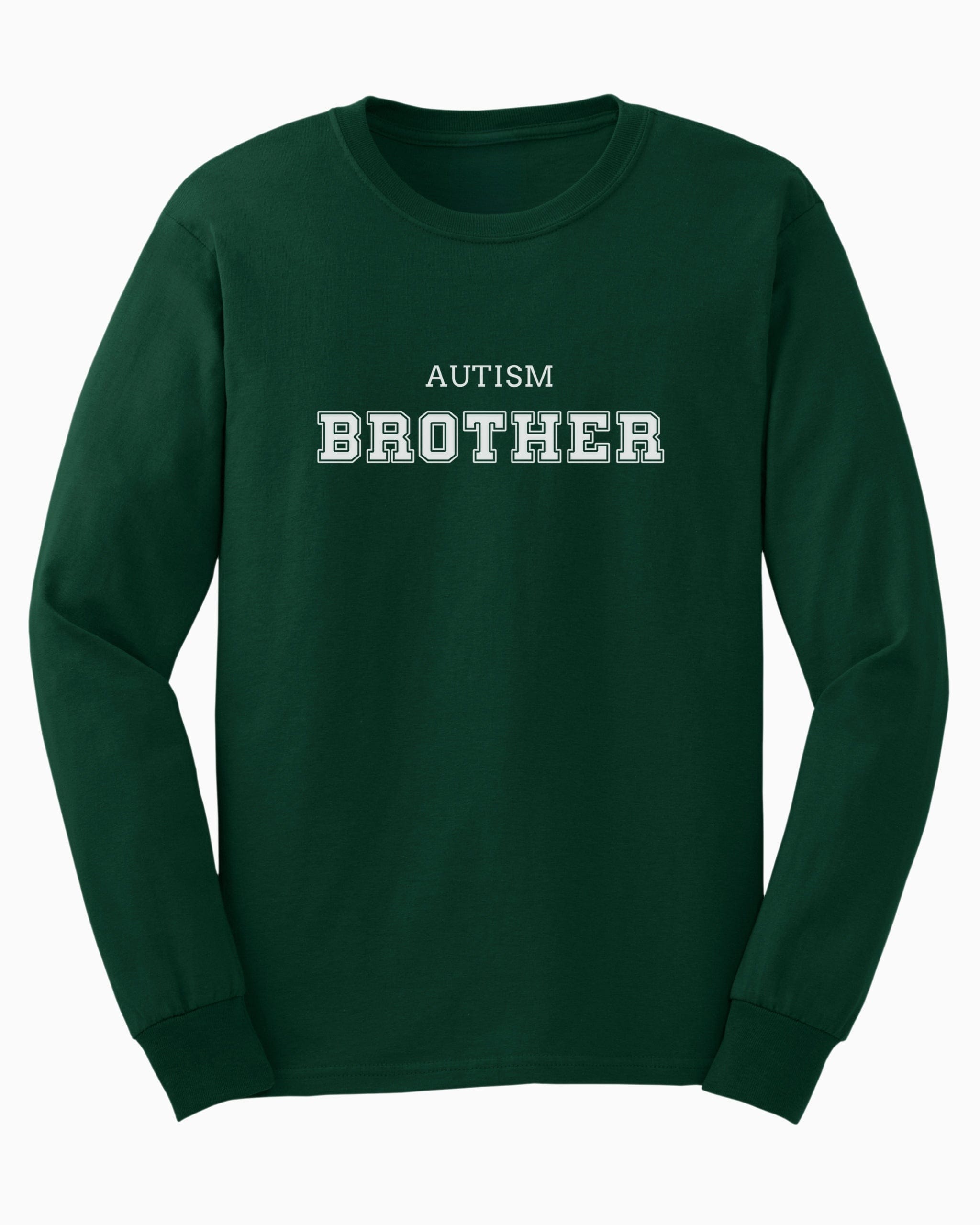 Autism Brother College Long Sleeve T-Shirt-Forest Green-Neurodiversity, ADHD & Autism Awareness & Acceptance Long-sleeve by Daily Bloom