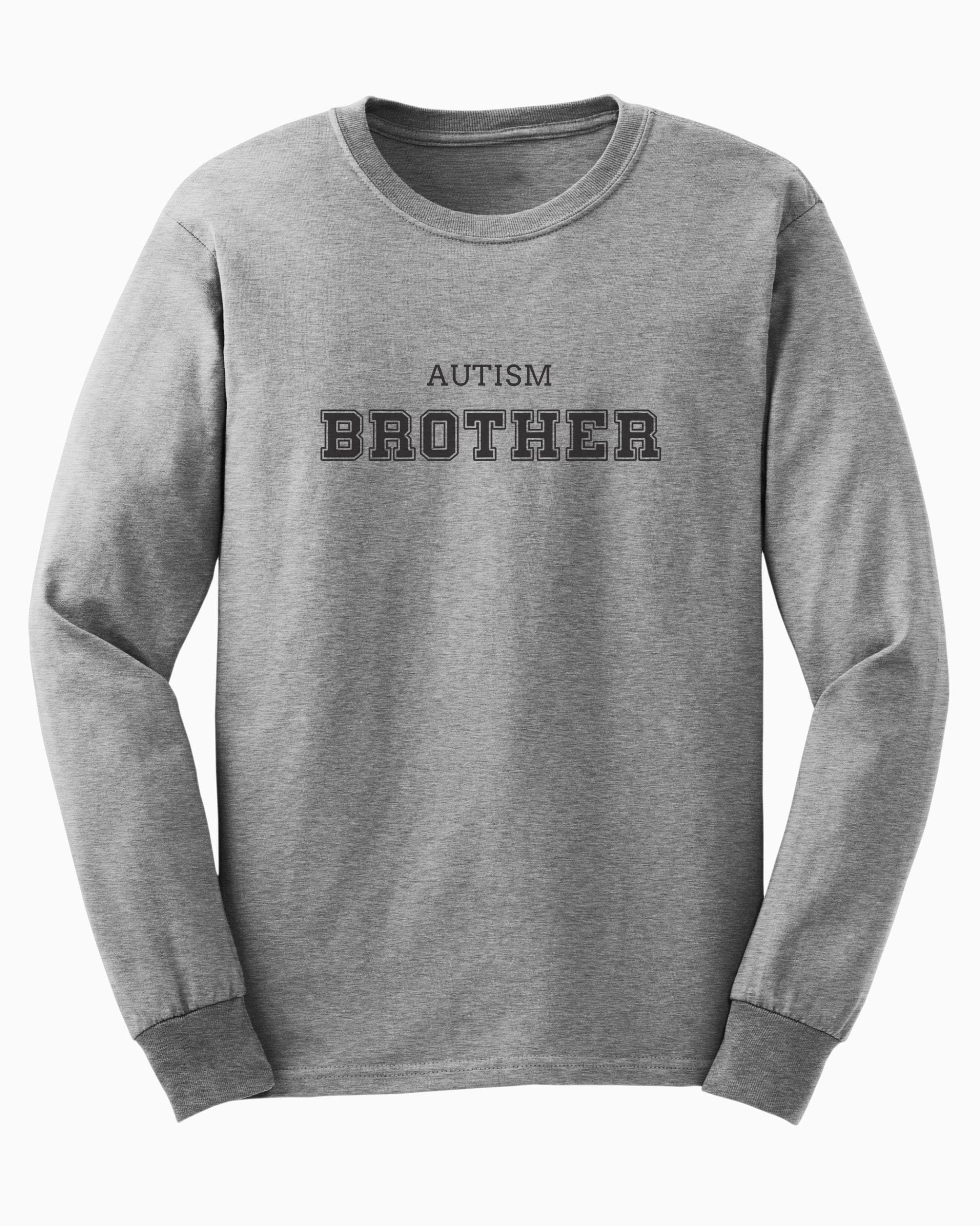 Autism Brother College Long Sleeve T-Shirt-Sport Grey-Neurodiversity, ADHD & Autism Awareness & Acceptance Long-sleeve by Daily Bloom