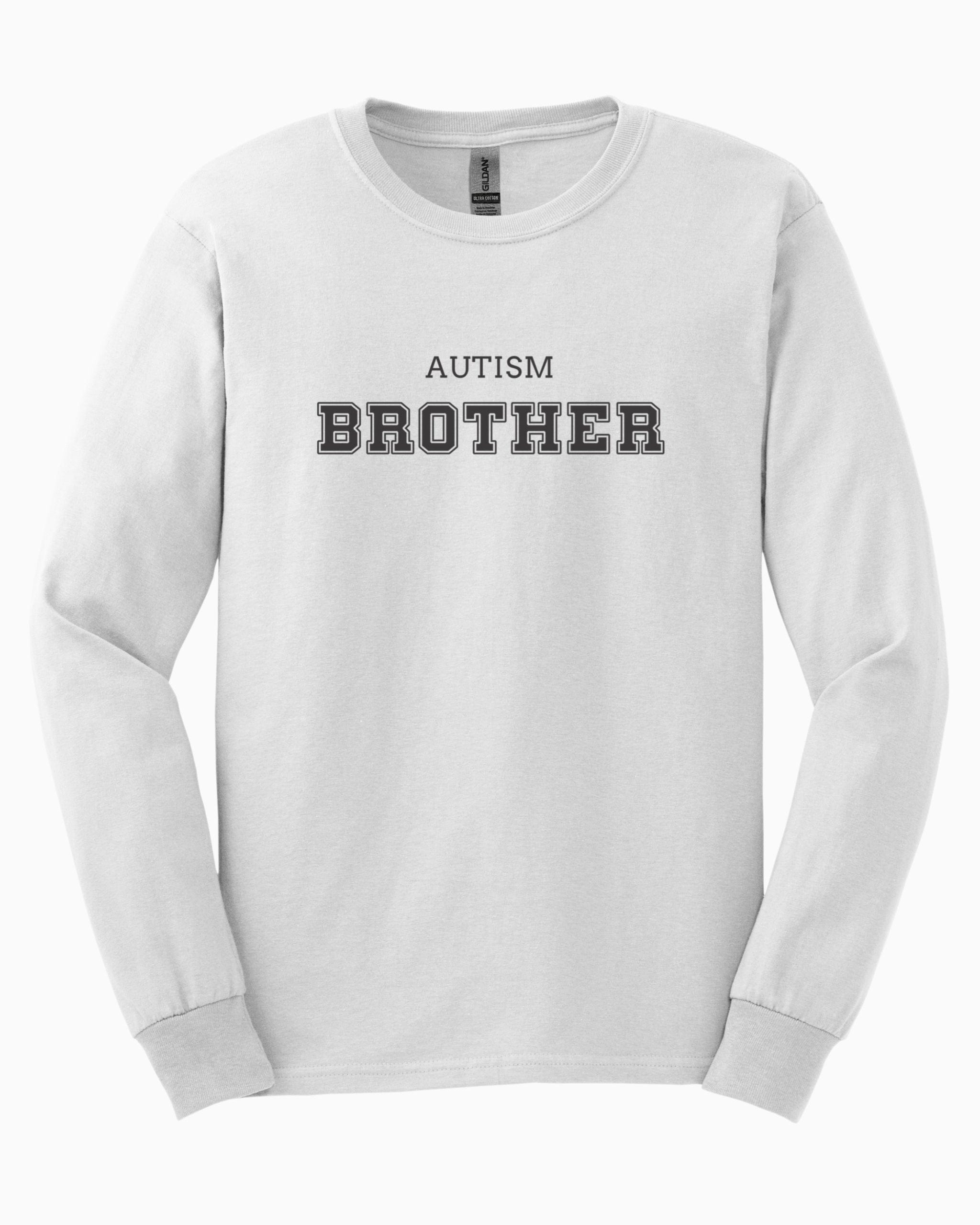 Autism Brother College Long Sleeve T-Shirt-White-Neurodiversity, ADHD & Autism Awareness & Acceptance Long-sleeve by Daily Bloom