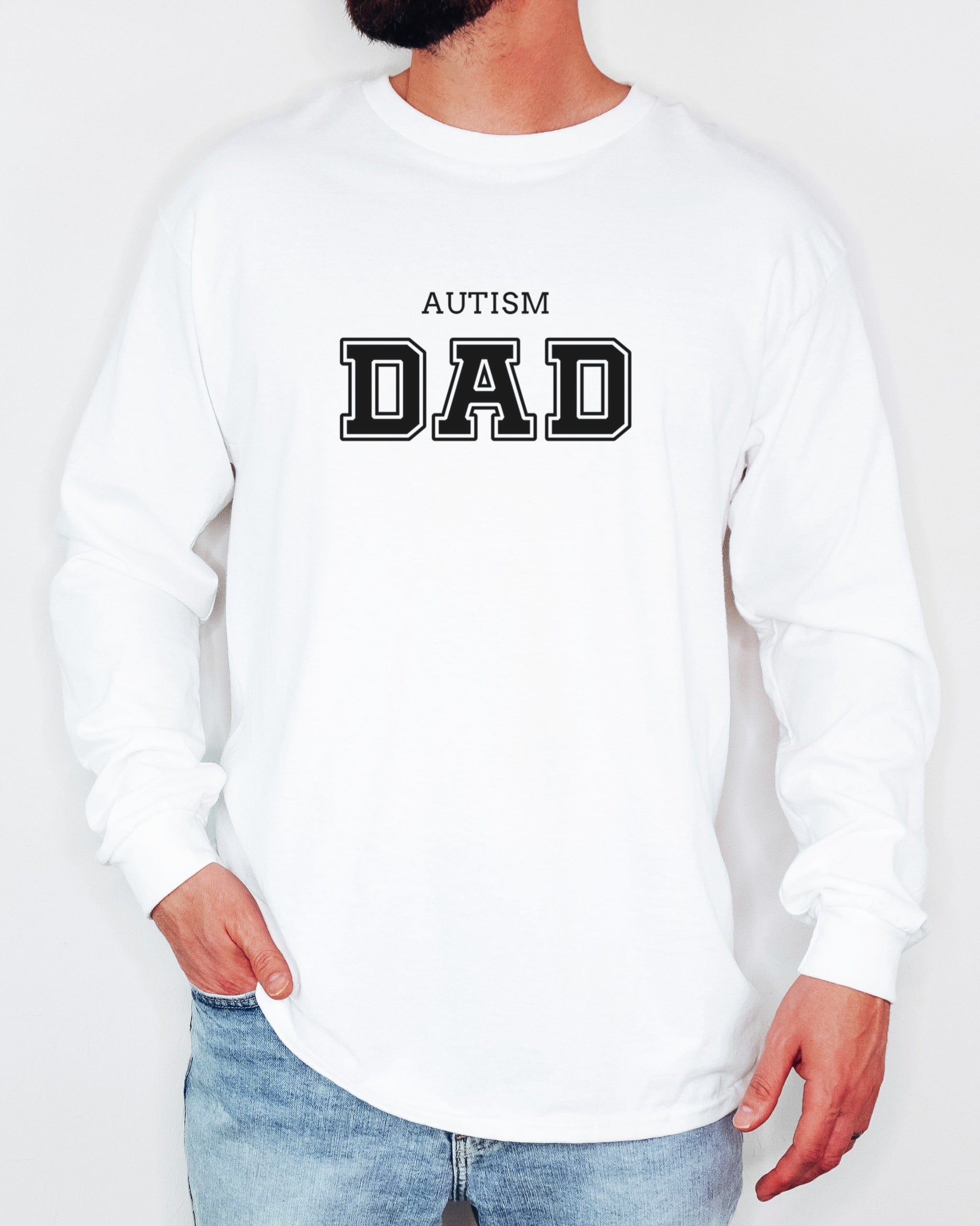 Autism Dad College Long Sleeve T-Shirt-Neurodiversity, ADHD & Autism Awareness & Acceptance Long-sleeve by Daily Bloom