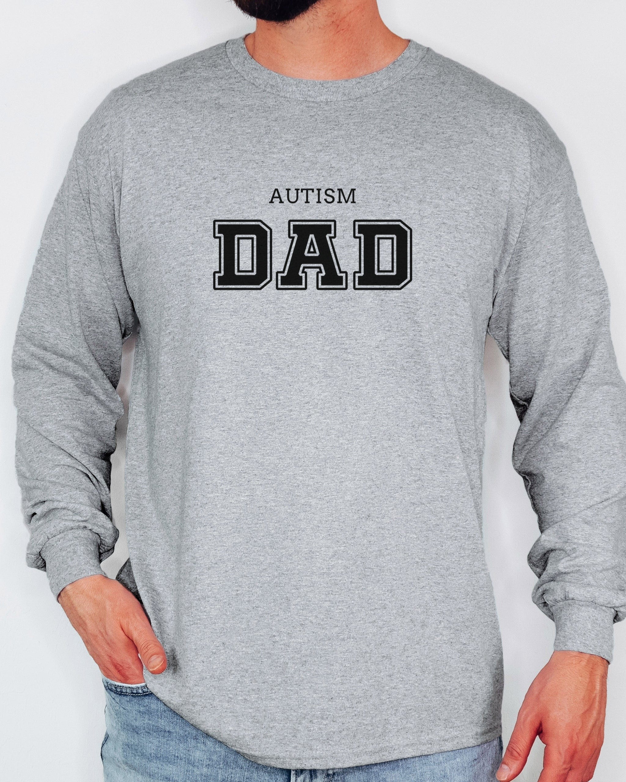 Autism Dad College Long Sleeve T-Shirt-Neurodiversity, ADHD & Autism Awareness & Acceptance Long-sleeve by Daily Bloom