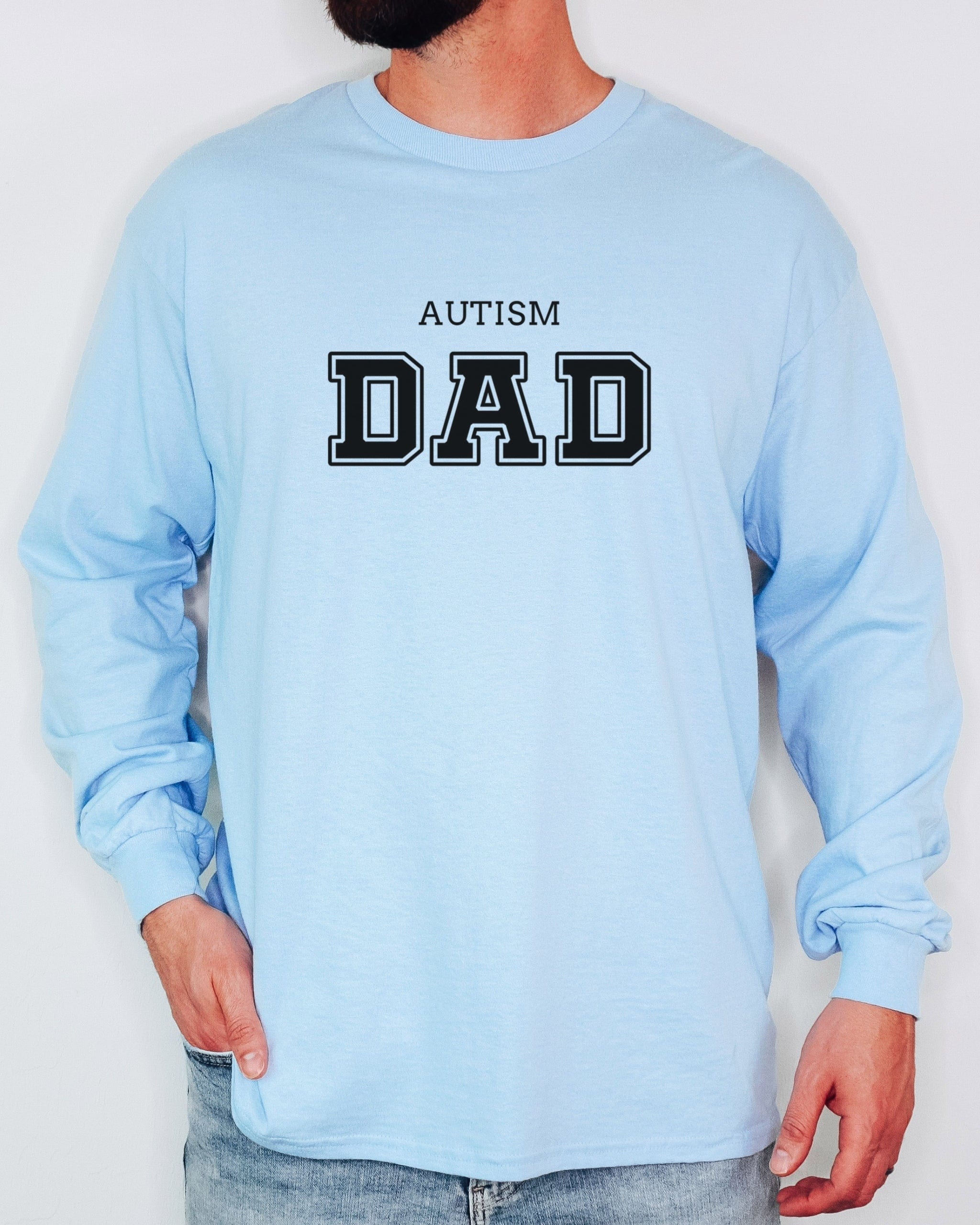 Autism Dad College Long Sleeve T-Shirt-Neurodiversity, ADHD & Autism Awareness & Acceptance Long-sleeve by Daily Bloom