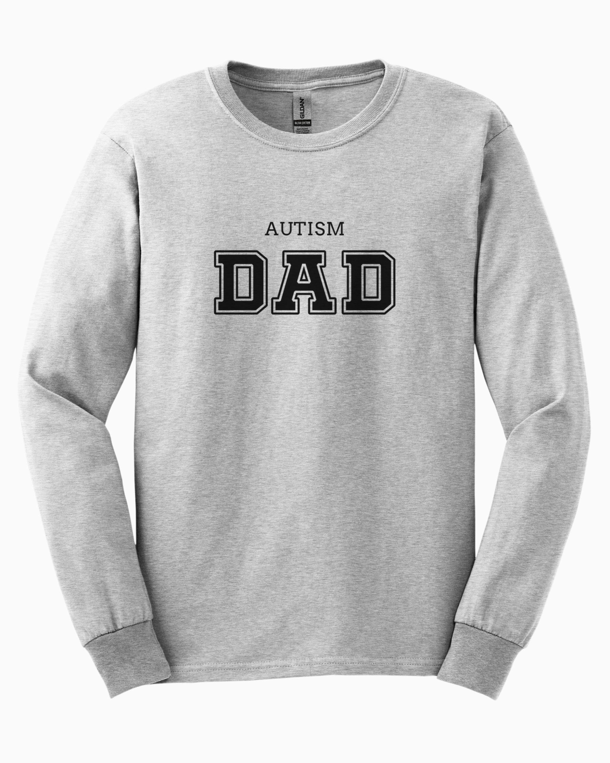 Autism Dad College Long Sleeve T-Shirt-Ash-Neurodiversity, ADHD & Autism Awareness & Acceptance Long-sleeve by Daily Bloom