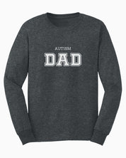 Autism Dad College Long Sleeve T-Shirt-Dark Heather-Neurodiversity, ADHD & Autism Awareness & Acceptance Long-sleeve by Daily Bloom