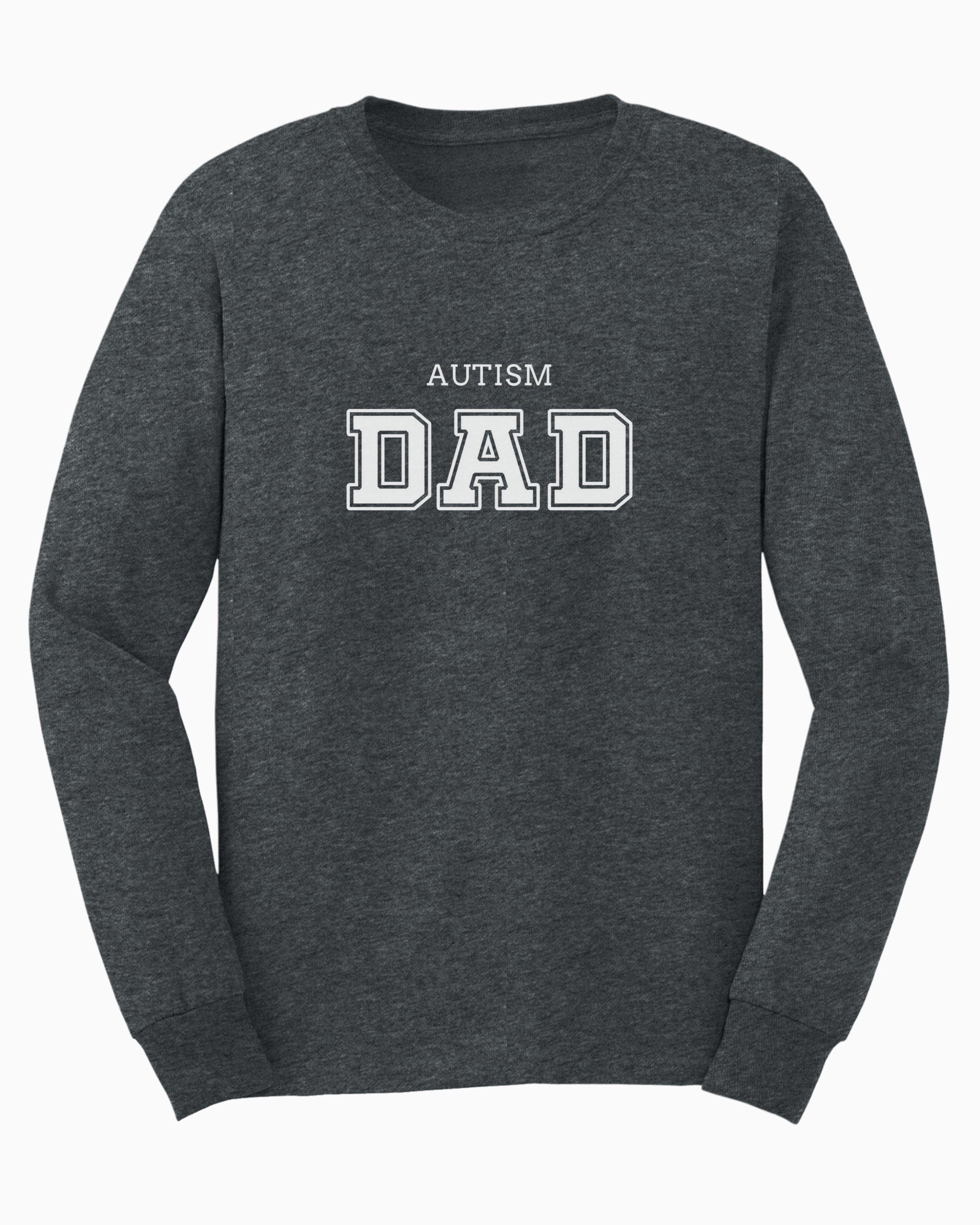 Autism Dad College Long Sleeve T-Shirt-Dark Heather-Neurodiversity, ADHD & Autism Awareness & Acceptance Long-sleeve by Daily Bloom