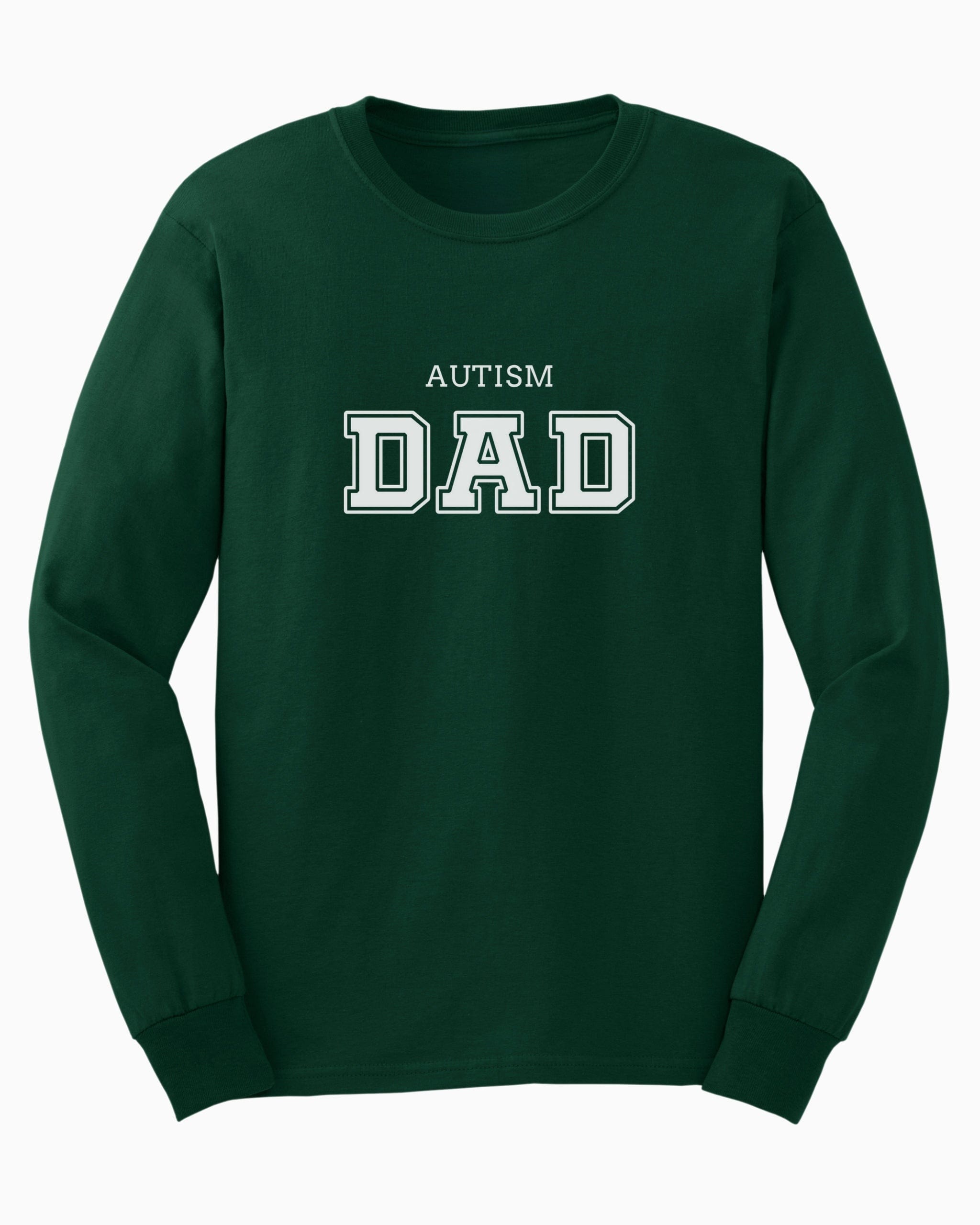 Autism Dad College Long Sleeve T-Shirt-Forest Green-Neurodiversity, ADHD & Autism Awareness & Acceptance Long-sleeve by Daily Bloom